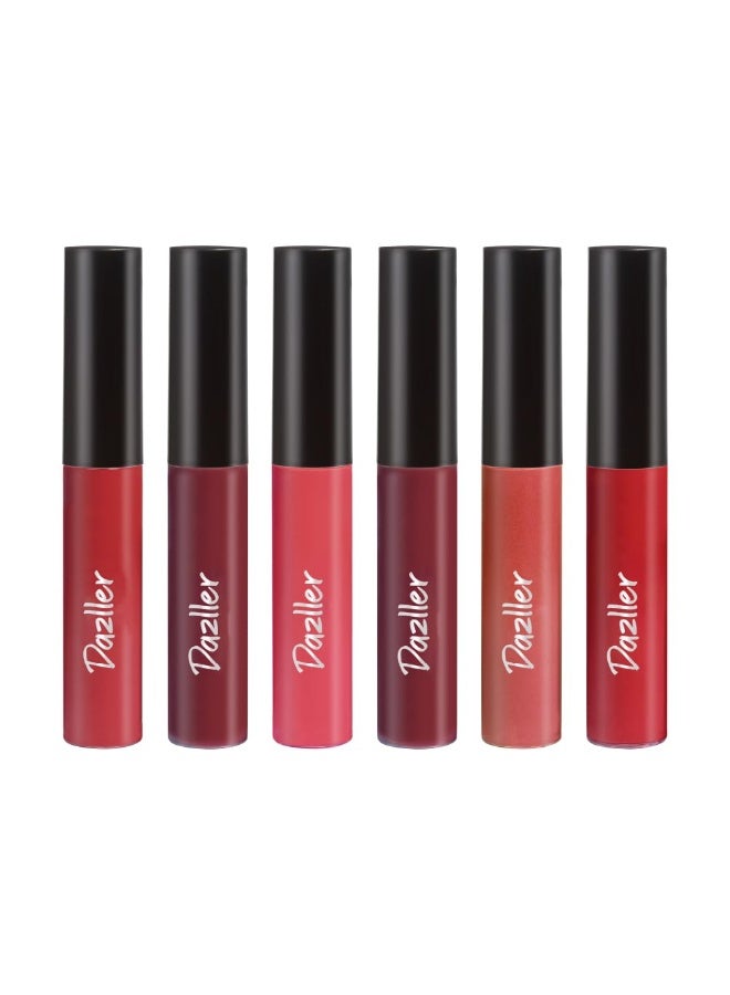 Dazller Lip Colour Lipstick Combo set of 6|Vibrant Matte Liquid Lipstick for Women|Long Stay|Smudge-Proof|Non-Transfer|Red Masala|16.8g - Image 1